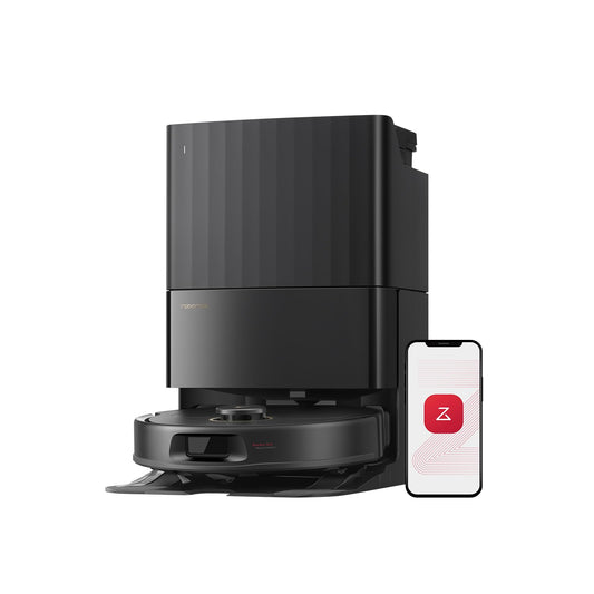 Roborock Qrevo S5V robot vacuum & mop with 12,000Pa suction, FlexiArm mopping, dual zero-tangle, obstacle avoidance, auto mop wash/dry, self-emptying.