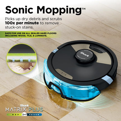 Shark robot vacuum & mop with powerful suction, Matrix Plus, 60-day self-empty HEPA base, sonic mopping, home mapping, AV2610WA.
