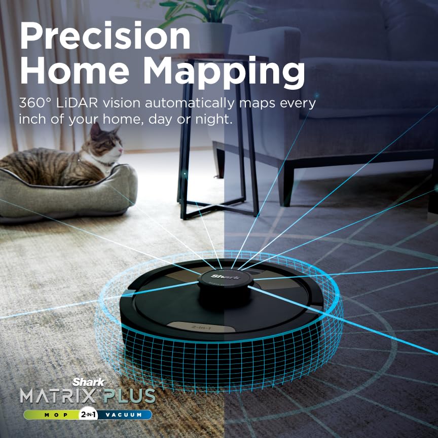 Shark robot vacuum & mop with powerful suction, Matrix Plus, 60-day self-empty HEPA base, sonic mopping, home mapping, AV2610WA.