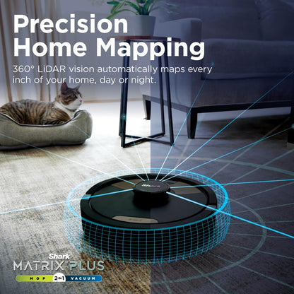 Shark robot vacuum & mop with powerful suction, Matrix Plus, 60-day self-empty HEPA base, sonic mopping, home mapping, AV2610WA.